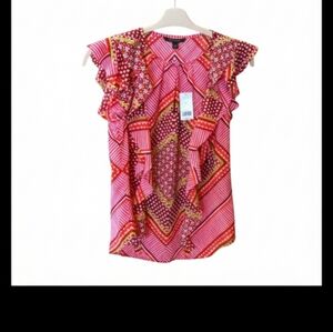 Banana Republic keyhole flutter sleeved short sleeved blouse